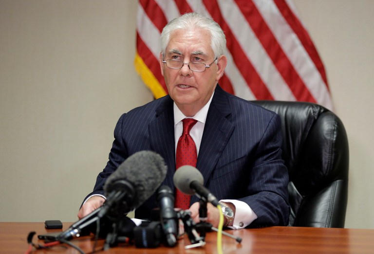 Secretary of State Rex Tillerson had harsh words for Russia ahead of his first visit to Moscow as the nation's top diplomat. (AP Photo/Lynne Sladky)