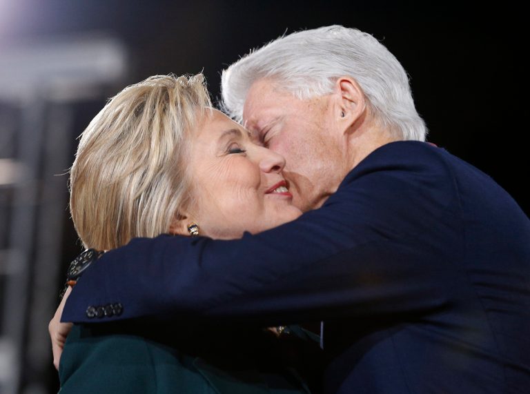 Democratic presidential candidate Hillary Clinton is getting a chance to put a Valentine's Day glow on her and Bill Clinton's relationship. (AP Photo/John Locher)