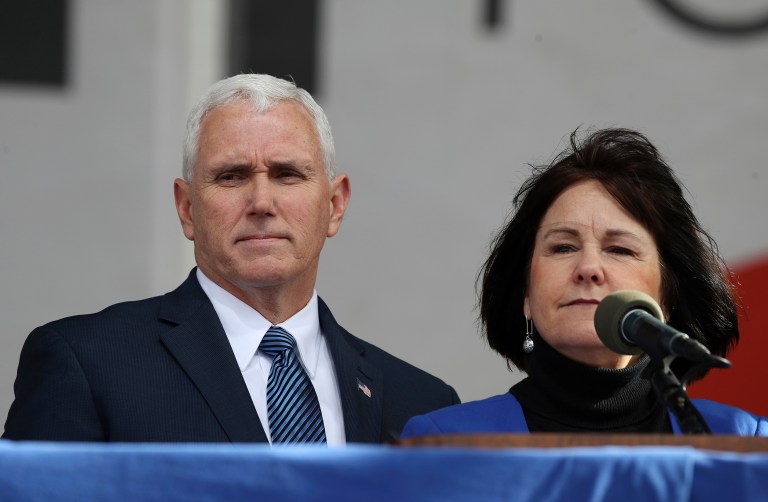 Vice President Mike Pence is demanding the Associated Press apologize for publishing and then refusing to take down a story with the email address of Karen Pence. (AP Photo/Manuel Balce Ceneta)