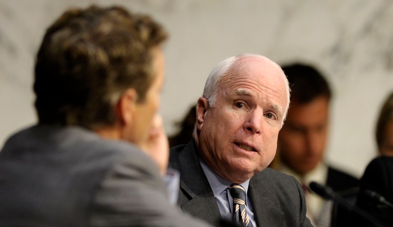 President Trump claimed Friday that Republican Sens. John McCain and Rand Paul don't like each other personally, arguing that it would be 