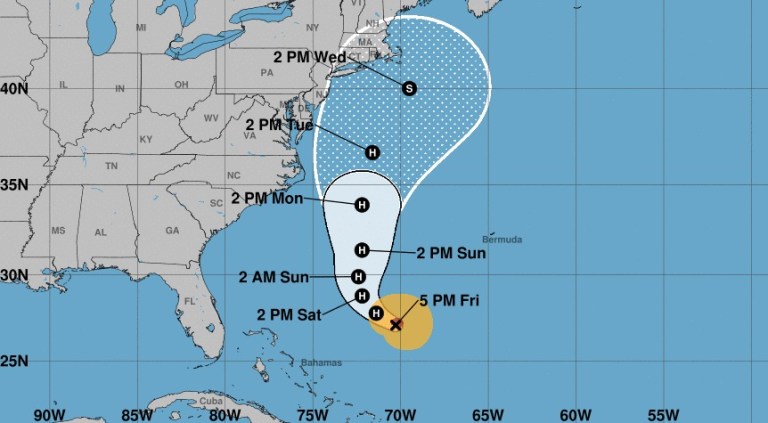 As Jose emerges from the Bermuda Triangle as Category 1 hurricane, where it has looped around for days, the storm is strengthening and making its way toward the Mid-Atlantic and later New England. (Courtesy of the National Hurricane Center)