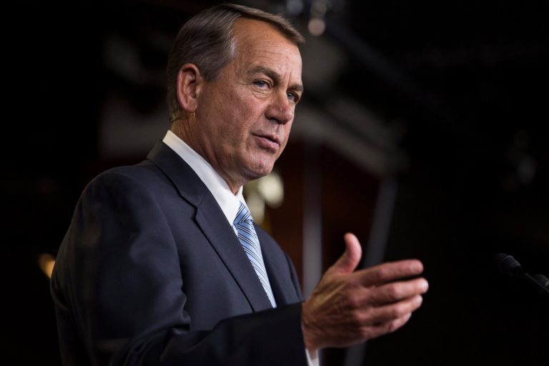 House Speaker John Boehner, R-Ohio, talks to the press at his weekly briefing on Capitol Hill, Wednesday, June 25, 2014. (Examiner/Graeme Jennings)