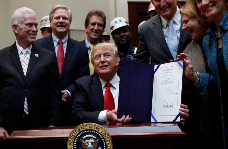 A coalition of major coal companies is pressing President Trump not to withdraw from the Paris climate change agreement, arguing that doing so could erode a major growth market for U.S. coal. (AP Photo/Carolyn Kaster)