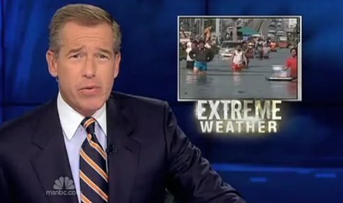 NBC anchor Brian Williams was cited as a climate change promoter in a new report by a conservative media watchdog.