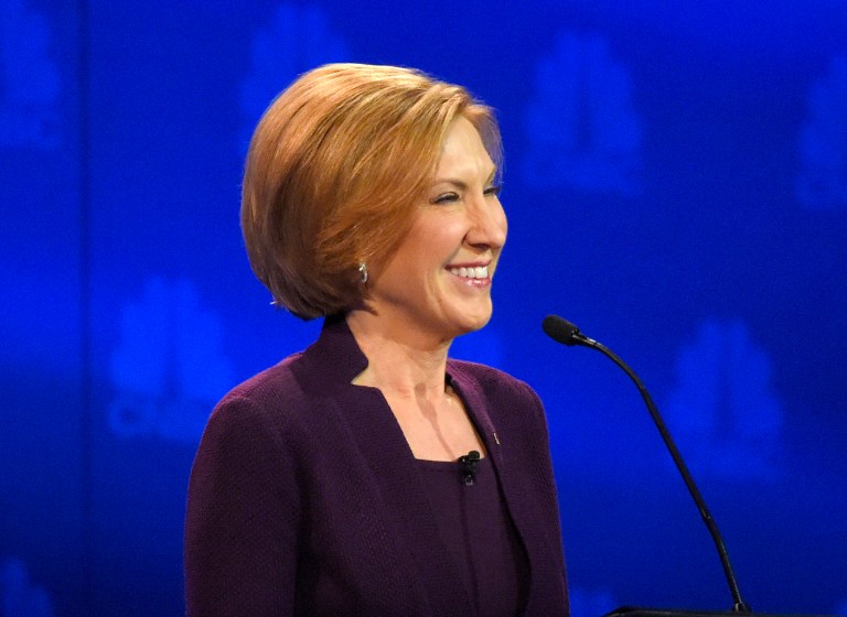 Republican presidential candidate Carly Fiorina shared the story she's had memorized since second grade and the Christmas song she wouldn't mind never hearing again. (AP Photo/Mark J. Terrill)