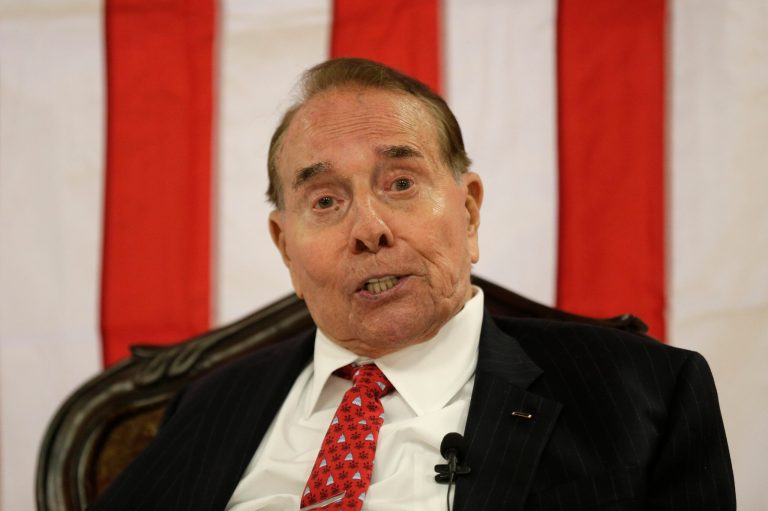 Former Kansas Sen. Bob Dole implied that he might skip out on voting for Texas Sen. Ted Cruz in November if he becomes the GOP nominee. (AP Photo/Charlie Riedel)