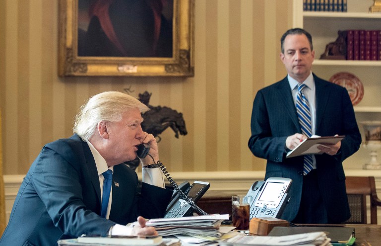 President Trump will allow his senior political advisers, including Reince Priebus, into the Situation Room as part of a reshuffling of the National Security Council released Saturday. (AP Photo/Andrew Harnik)