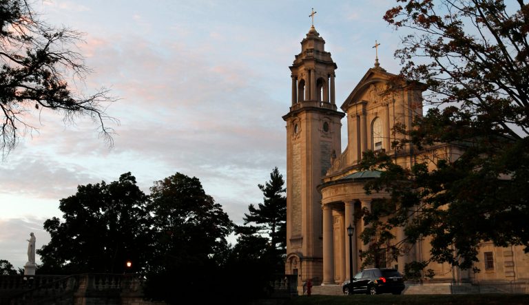 St. Martin's Chapel at dawn before an address by Pope Francis at St. Charles Borromeo Seminary in Wynnewood, Pa. St. Charles Borromeo Seminary was founded in 1832.