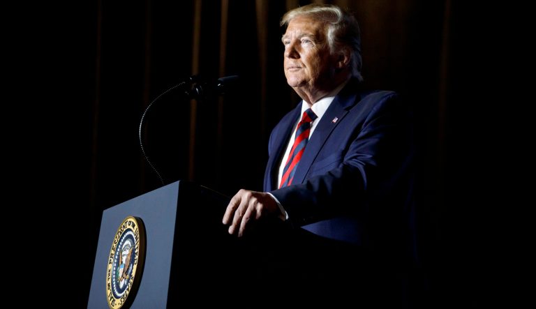 President Donald Trump pauses as he speaks at the 2019 National Historically Black Colleges and Universities Week Conference in Washington.