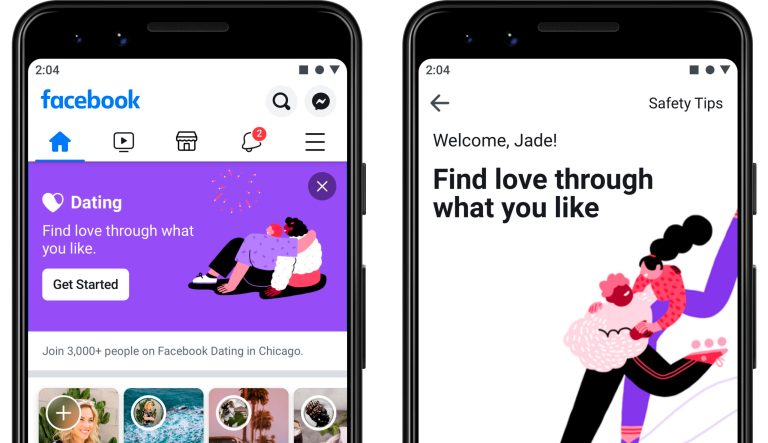 This undated product image provide by Facebook shows screenshots of Facebook Dating, a mobile-only matchmaking service. On Thursday, Sept. 5, 2019, the service will launch in the U.S. 
