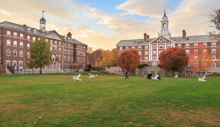 Radcliffe Quad undergrad housing at Harvard University in Fall in Cambridge