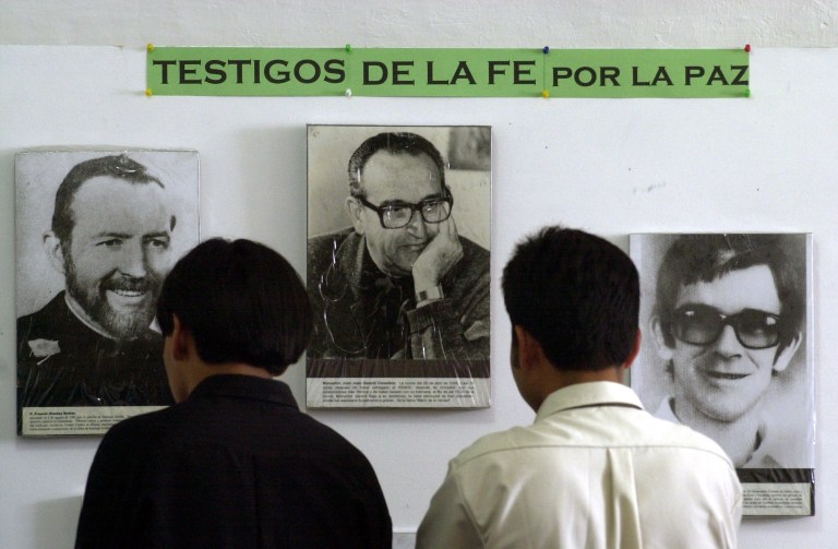 Rev. Francis Stanley Rother, left, an American missionary priest killed in Guatemala 35 years ago was officially declared a martyr by the Vatican on Friday, making him the first from the U.S. (AP Photo/Moises Castillo)