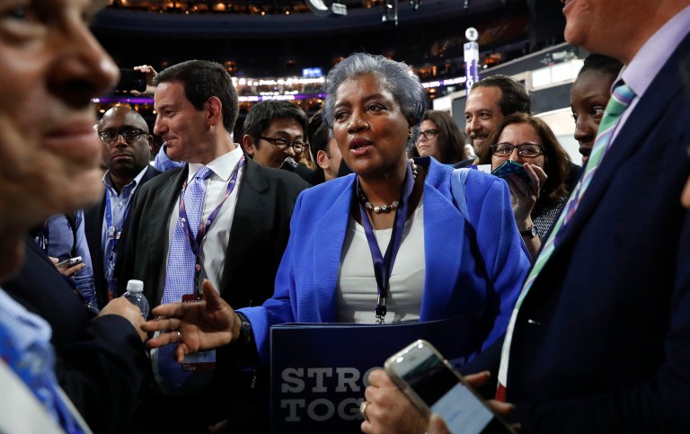 Democrats on Saturday voted to strike a resolution from its rules package that would have banned the party from raising corporate money. Above, DNC acting Chair Donna Brazile who will be replaced by a new DNC head when DNC officials vote later today. (AP Photo/Paul Sancya)