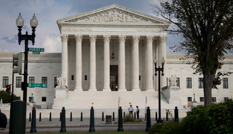 President Trump went to the Supreme Court for the formal investiture ceremony for Justice Neil Gorsuch, ahead of court's travel ban review. (AP Photo/Carolyn Kaster)