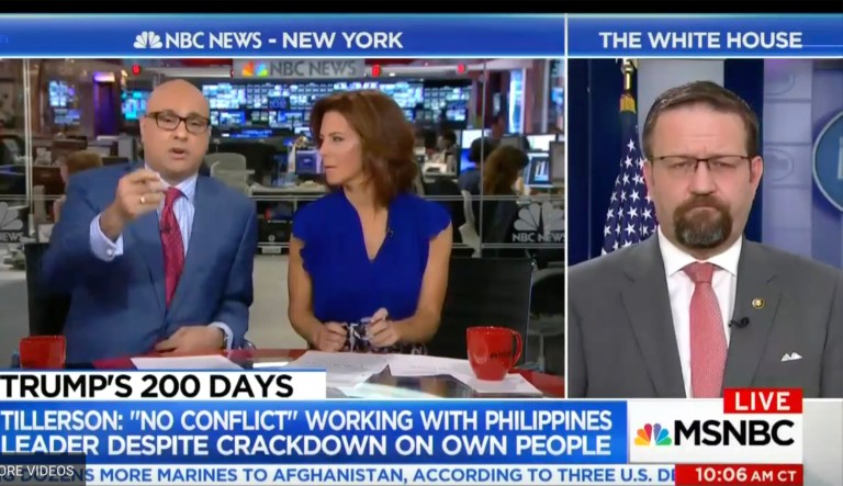 White House national security aide Sebastian Gorka on Tuesday scrapped with two MSNBC anchors over the phrase 
