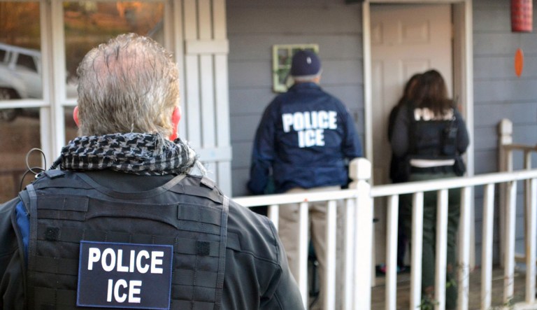 U.S. Immigration and Customs Enforcement officers in New York arrested 32 immigrant sex offenders during a sting operation in Long Island that concluded Aug. 3, according to a statement issued Tuesday. (Bryan Cox/ICE via AP)