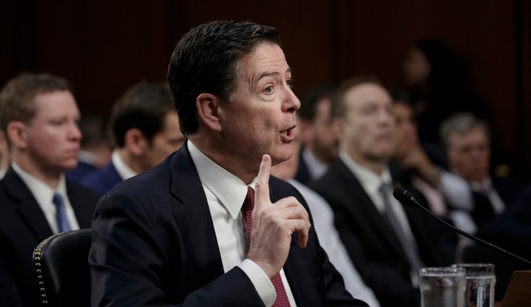 Former FBI director James Comey's reasons for not disclosing that President Trump was not a target of the Russia investigation do not hold up. (AP Photo/J. Scott Applewhite)