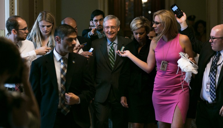 Senate Majority leader Mitch McConnell announced the release of the Republicans' healthcare bill on Capitol Hill. (Graeme Jennings/Washington Examiner)