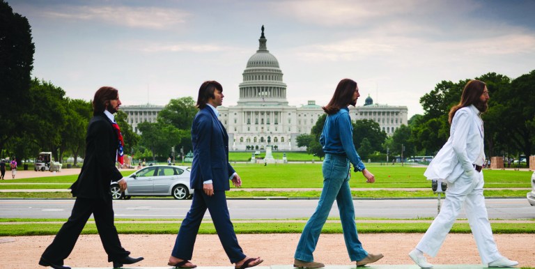 Courtesy of Trevor Pound
To herald the opening of a new exhibit at Madame Tussauds Washington D.C., wax figures of the Beatles appear to stride past the Capitol on June 6. The exhibit, featuring rare Beatles memorabilia, opened Wednesday
