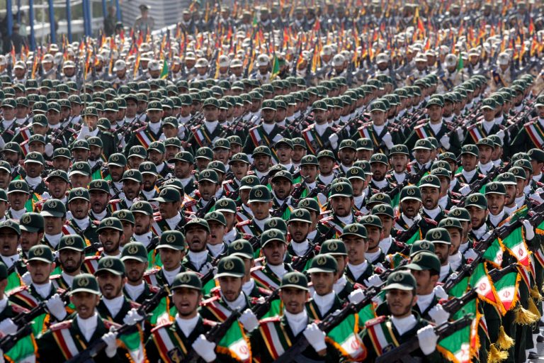 Iran'sÃÂ Revolutionary Guard troops march during a military parade outside Tehran in September. (AP/Vahid Salemi)
