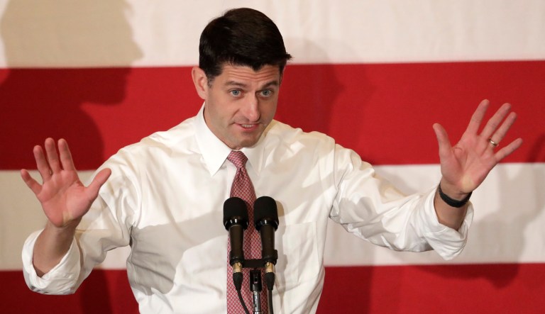 House Speaker Paul Ryan, R-Wis., speaks during a campaign event for Jay Webber, Republican candidate for Congress in the 11th District of New Jersey, Wednesday, Oct. 17, 2018, in Hanover, N.J. 