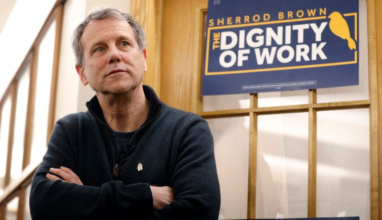 Sen. Sherrod Brown, D-Ohio, speaks during a meet-and-greet with local residents, Thursday, Jan. 31, 2019, in Cresco, Iowa.