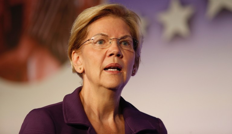 Democratic presidential candidate Sen. Elizabeth Warren, D-Mass., speaks in SEIU Unions For All Summit on Friday, Oct. 4, 2019, in Los Angeles. 