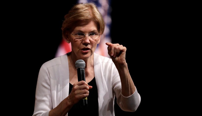 U.S. Sen. Elizabeth Warren, D-Mass., during a town hall style gathering in Woburn, Wednesday, Aug. 8, 2018.