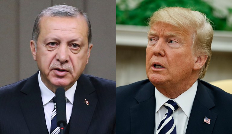 Turkish President Recep Tayyip Erdogan (left) and President Trump are pictured.