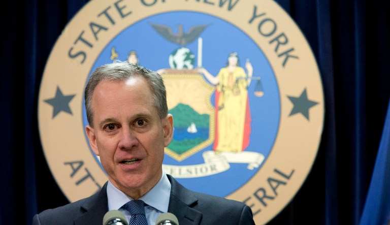 In this Feb. 11, 2016 file photo, New York Attorney General Eric T. Schneiderman speaks during a news conference in New York. On Wednesday, May 23, 2018, the special prosecutor investigating former New York attorney Schneiderman has started conducting interviews with the women whose allegations of violent slapping, choking, and other abuse led to his resignation.