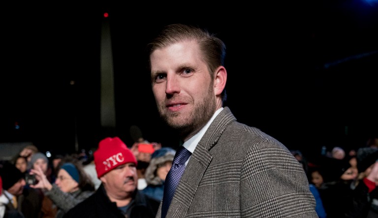 Eric Trump, the son of President Donald Trump, departs following the National Christmas Tree lighting ceremony at the Ellipse near the White House in Washington, Wednesday, Nov. 28, 2018.
