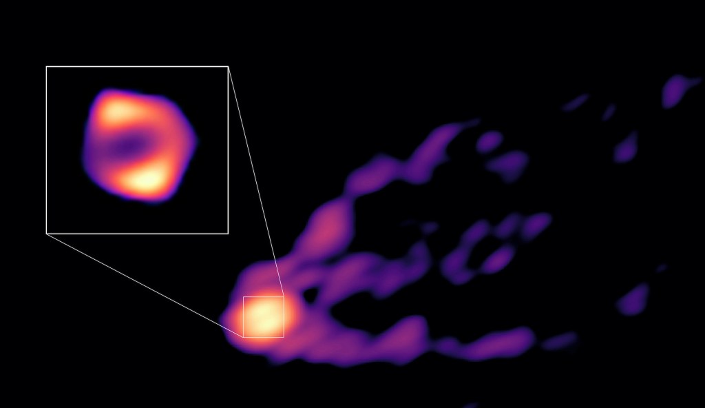 Black hole seen expelling jet in first direct image captured