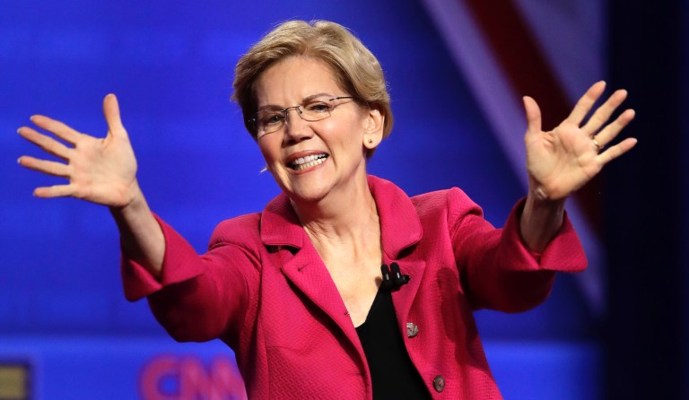Democratic presidential candidate Sen. Elizabeth Warren, D-Mass., speaks during the Power of our Pride Town Hall Thursday, Oct. 10, 2019, in Los Angeles. The LGBTQ-focused town hall featured nine 2020 Democratic presidential candidates. 