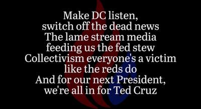 Cruz campaign song: ‘Rise up, roll out, all in for war’
