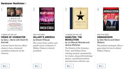 3 of 4 NYT bestsellers are anti-Clinton books