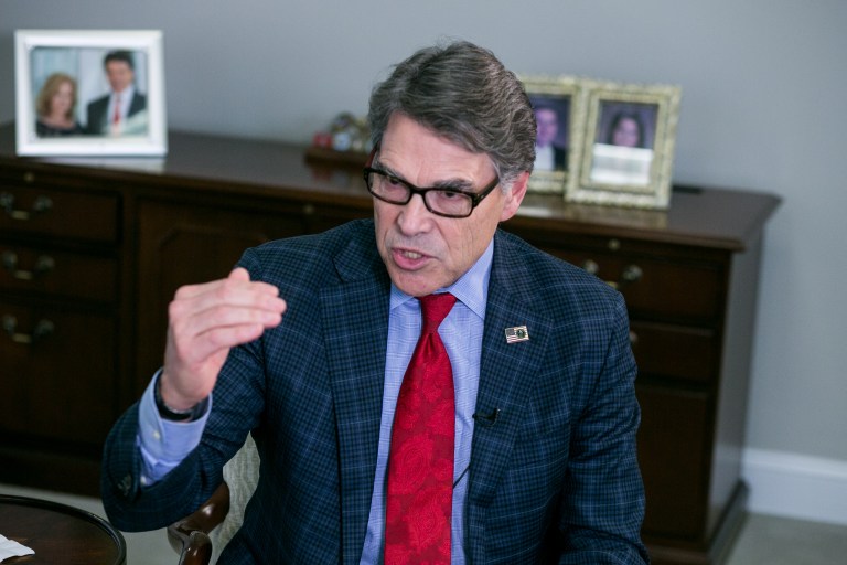 Energy Secretary Rick Perry speaks to the Washington Examiner, Thursday, March 15, 2018.