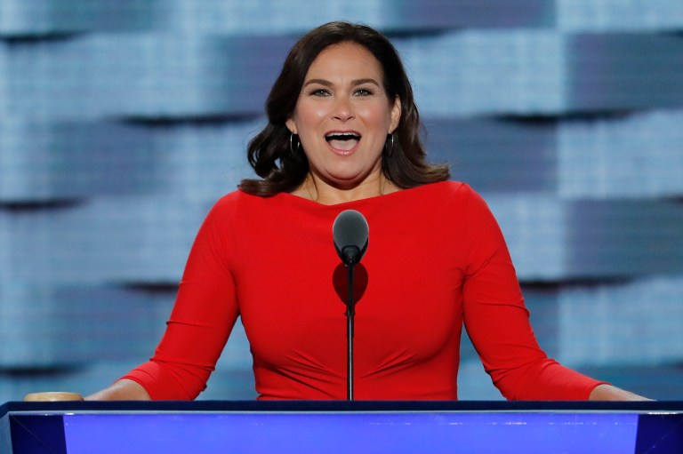 Ilyse Hogue, president of NARAL Pro-Choice America, said the Trump-Pence ticket intended to "make misogyny great again." (AP Photo/J. Scott Applewhite)