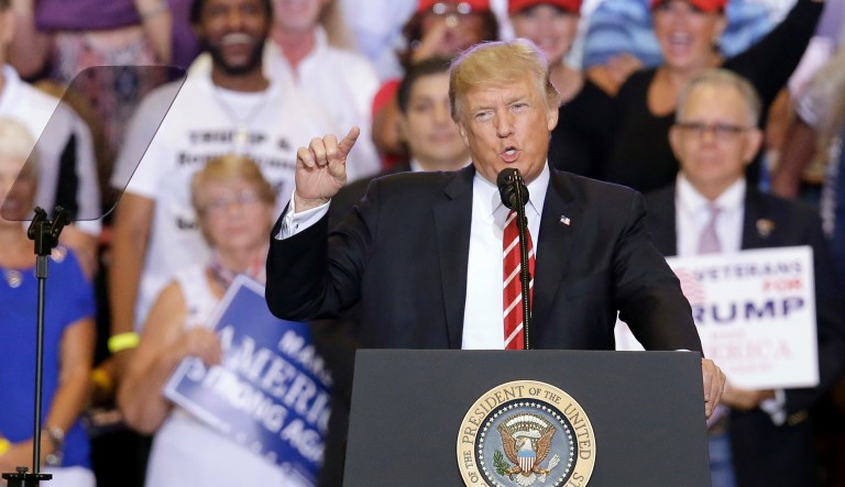 President Trump's campaign rally in Phoenix last month cost the city more than $450,000, according to a report. (AP Photo/Rick Scuteri)