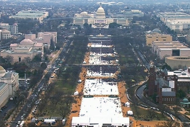 A view of the crowd on the National Mall at the inauguration of President Trump. (AP Photo)
