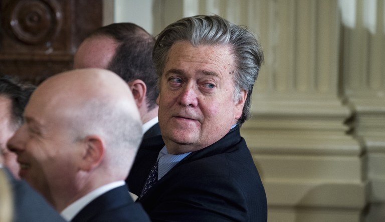 Former White House chief strategist Steve Bannon has been taking shots at the Trump administration and family since leaving his post. (Pete Marovich/Bloomberg)