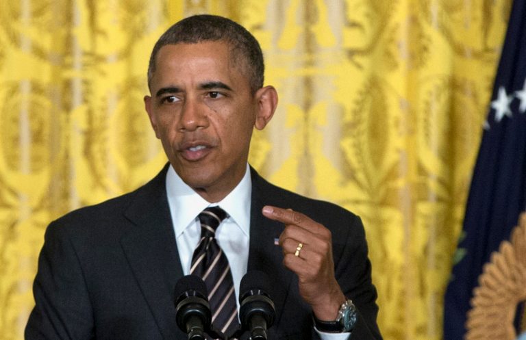 FILE - In this Jan. 23, 2014 file photo, President Barack Obama speaks in the East Room of the White House in Washington. The U.S. government is looking at ways to prevent anyone from spying on its own surveillance of Americans' phone records. As the Obama administration considers shifting the collection of Americans' phone records from the National Security Agency to requiring that they be stored at phone companies or elsewhere, it's quietly funding research that would allow it to search the information using encryption so that phone company employees or eavesdroppers couldn't see who the U.S. is spying on, The Associated Press has learned. (AP Photo/Carolyn Kaster, File)