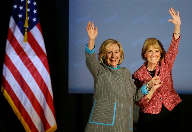 Hillary Clinton appeared at an event for Democratic gubernatorial candidate Martha Coakley in Massachusetts Friday. (AP Photo)