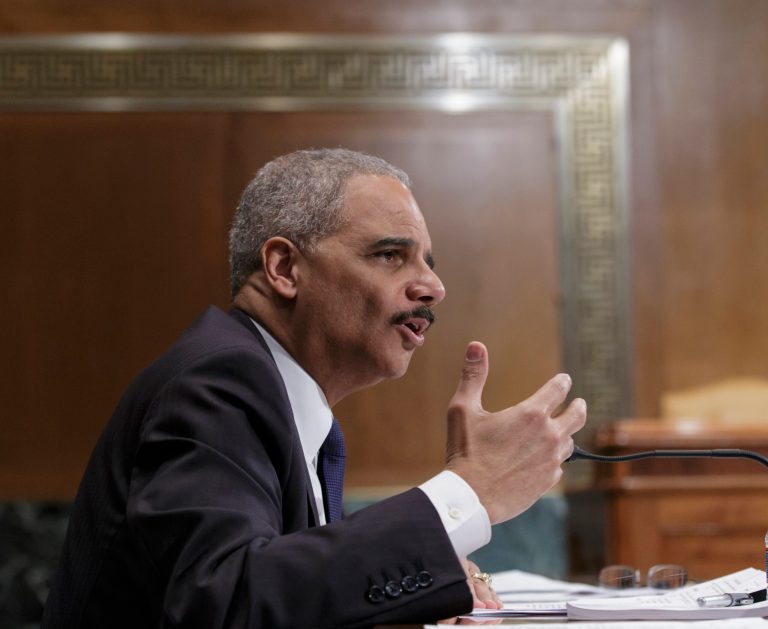 Attorney General Eric Holder told a House panel that lawmakers interested in knowing the legal basis for President Obama's delay of the Affordable Care Act's employer mandate should look to the Treasury Department for answers. (AP Photo/J. Scott Applewhite)