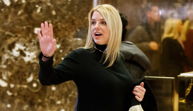 Trump appointed Bondi, a longtime Trump supporter, to the Commission on Combating Drug Addiction. (AP Photo/Evan Vucci)