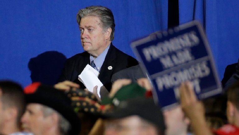 Rebekah Mercer, a top donor to both President Trump and former White House chief strategist Steve Bannon, has cut off funding to the latter after unflattering excerpts from a new book were released Wednesday. (AP Photo/Patrick Semansky)