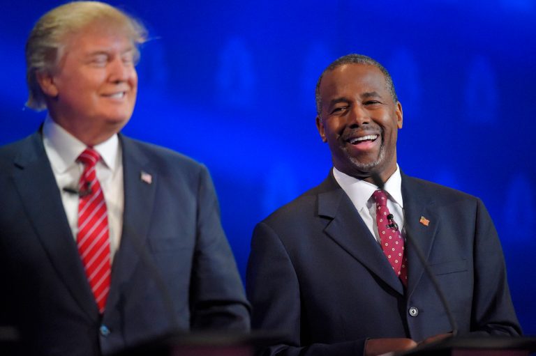 Republican presidential candidates Donald Trump and Ben Carson are just 1 percentage point apart from each other in a new poll of Pennsylvania Republicans.Â (AP Photo/Mark J. Terrill)
