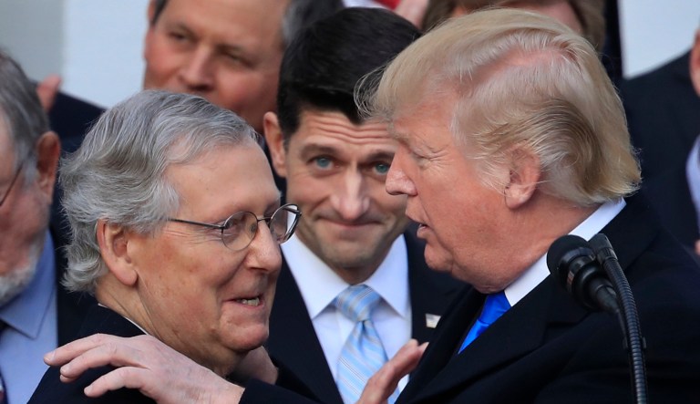 President Trump will meet with Senate Majority Leader Mitch McConnell, R-Ky., and House Speaker Paul Ryan, R-Wis., at Camp David next weekend, where the three will huddle over legislative priorities for the new year. (AP Photo/Manuel Balce Ceneta)