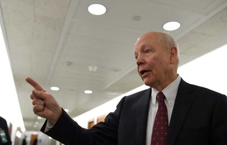 IRS Commissioner John Koskinen speaks with reporters on Capitol Hill on March 8 after testifying before the Senate Appropriations subcommittee. (AP Photo/Susan Walsh)