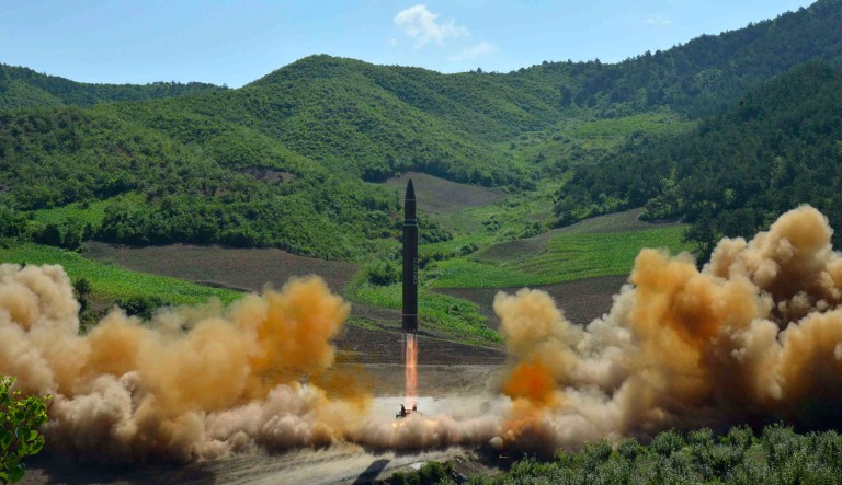 North Korea claimed to have tested its first intercontinental ballistic missile in a launch Tuesday. The Pentagon has prepared options for a show of force against North Korea following its claimed test of a missile that could hit America. (Korean Central News Agency/Korea News Service via AP)