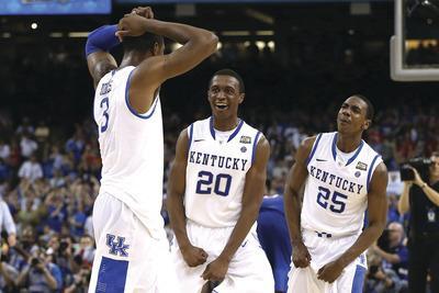 Jeff Gross/Getty ImagesTerrence Jones, from left, Doron Lamb and Marquis Teague all declared for the NBA Draft.
